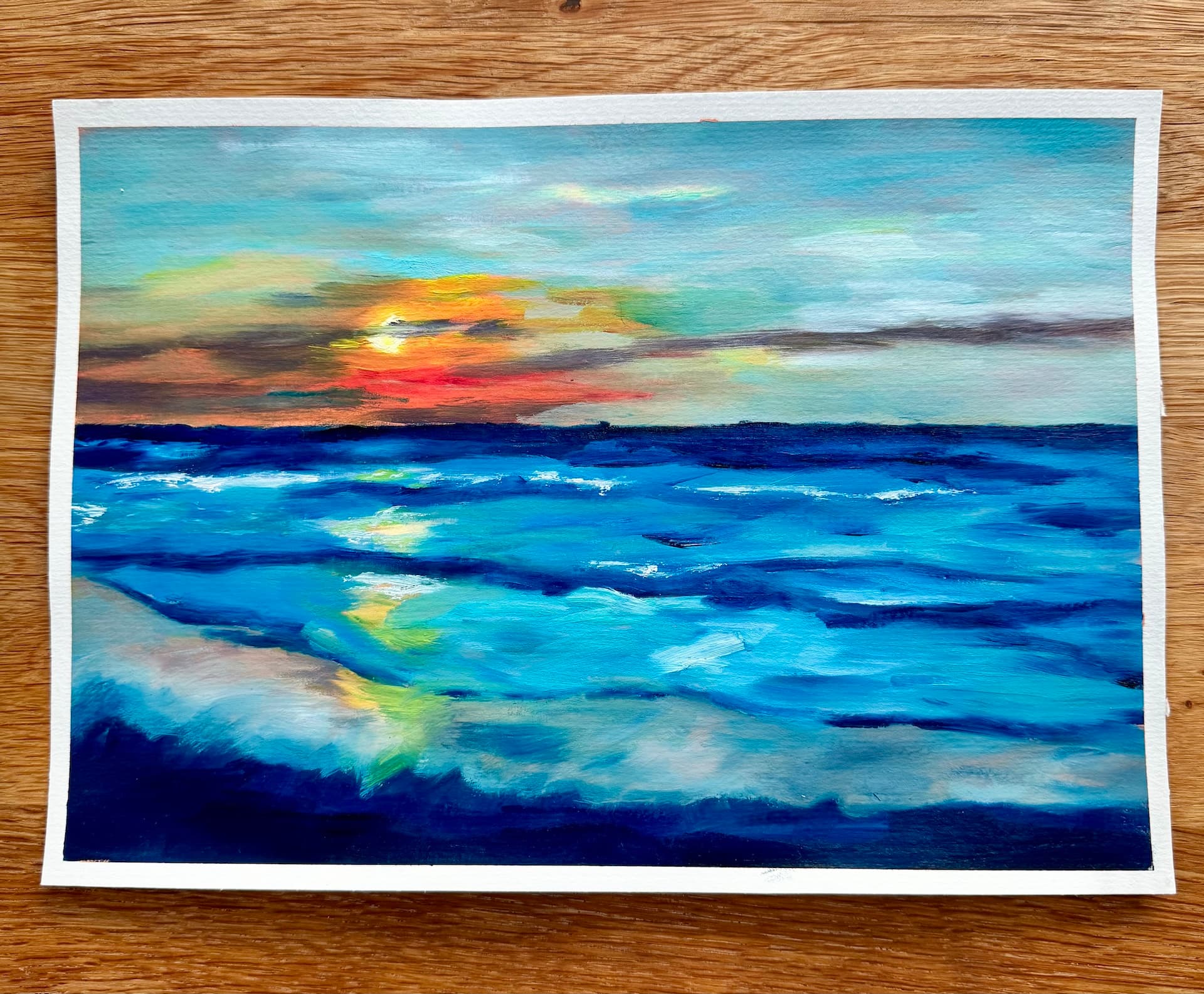 Sonnenuntergang am Meer - Acrylmalerei von Anja Boos