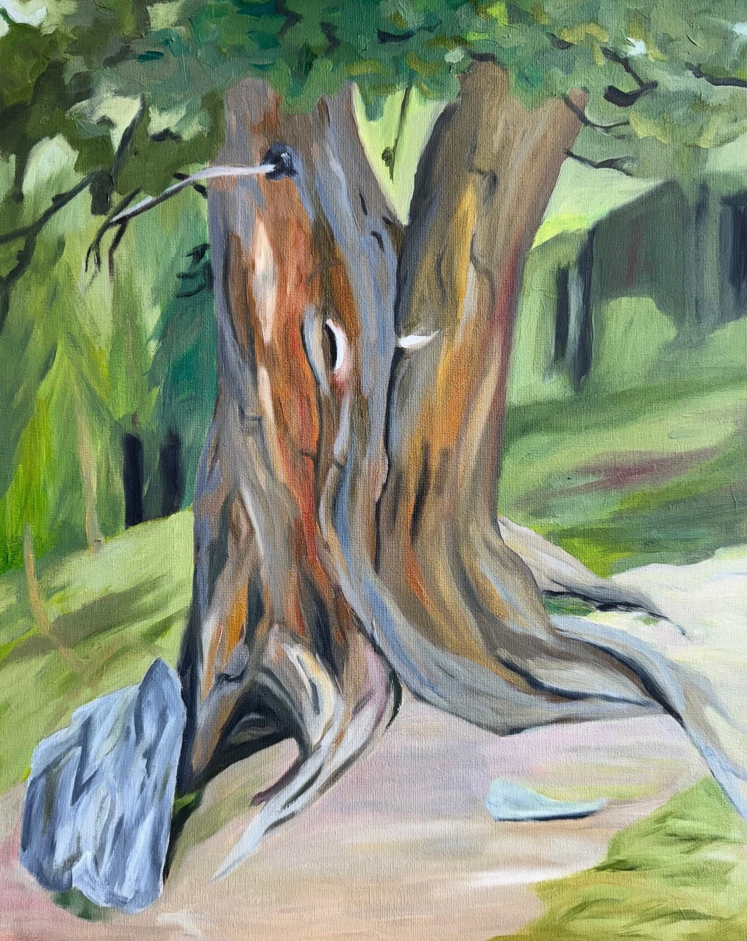 Waldstimmung - Acrylmalerei von Anja Boos